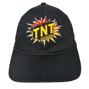 TNT Fireworks Fitted Baseball Cap Black Medium Embroidered Vented Holes 6 Panel